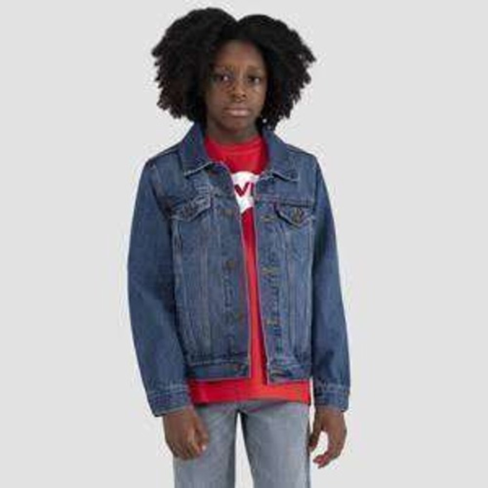 Levi's Trucker Denim Jacket Youth L 12-13 Blue Medium Wash‎ Button Front NWOT